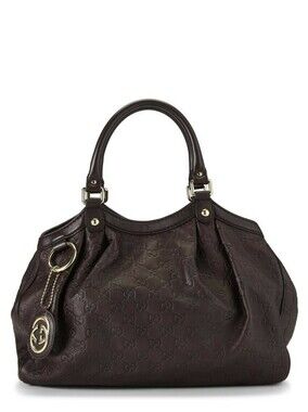 Authentic Gucci Large Sukey Tote Bag Dark Brown Guccissima Leather